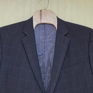 Jack Victor Blazer Mens EU 50 Long Blue Plaid Super 110s Wool Sport Coat Jacket